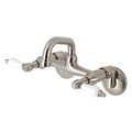 Kingston Brass KS512SN Two-Handle Wall Mount Bar Faucet, Brushed Nickel KS512SN